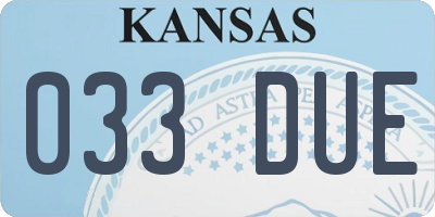 KS license plate 033DUE