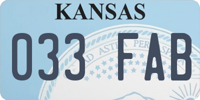 KS license plate 033FAB