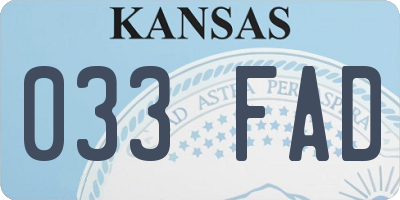 KS license plate 033FAD