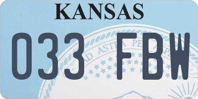 KS license plate 033FBW
