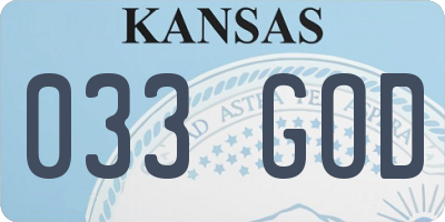 KS license plate 033GOD