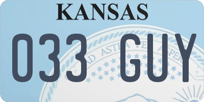 KS license plate 033GUY