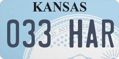 KS license plate 033HAR