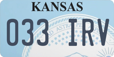 KS license plate 033IRV