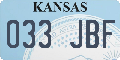 KS license plate 033JBF