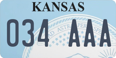 KS license plate 034AAA