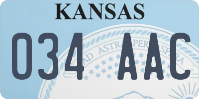 KS license plate 034AAC