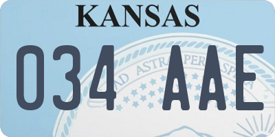 KS license plate 034AAE