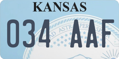 KS license plate 034AAF