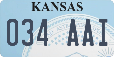 KS license plate 034AAI