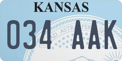 KS license plate 034AAK