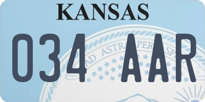KS license plate 034AAR