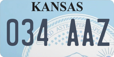 KS license plate 034AAZ