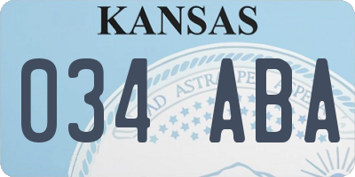 KS license plate 034ABA