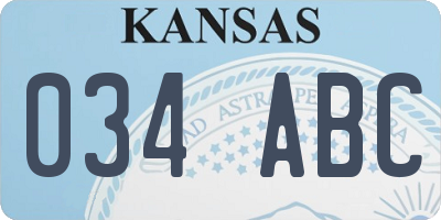 KS license plate 034ABC