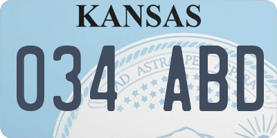 KS license plate 034ABD