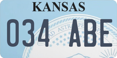 KS license plate 034ABE