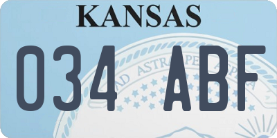 KS license plate 034ABF