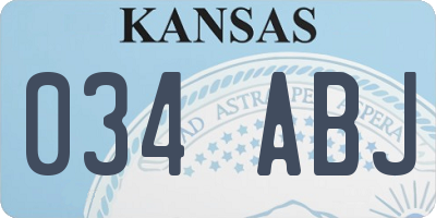 KS license plate 034ABJ