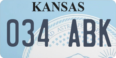 KS license plate 034ABK