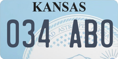 KS license plate 034ABO
