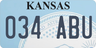 KS license plate 034ABU