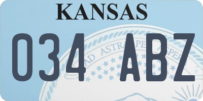 KS license plate 034ABZ