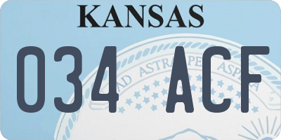 KS license plate 034ACF