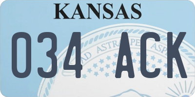 KS license plate 034ACK