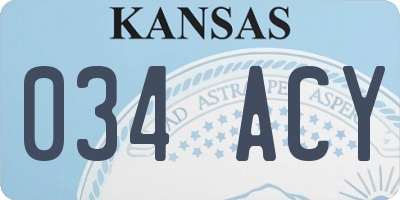 KS license plate 034ACY