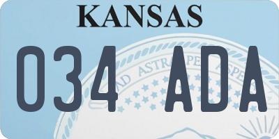 KS license plate 034ADA