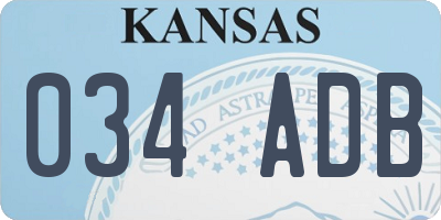 KS license plate 034ADB