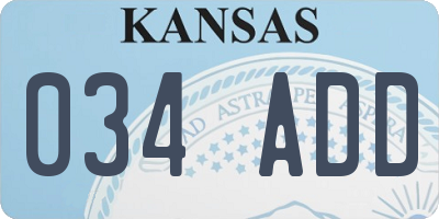 KS license plate 034ADD