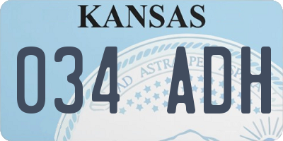 KS license plate 034ADH
