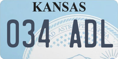 KS license plate 034ADL