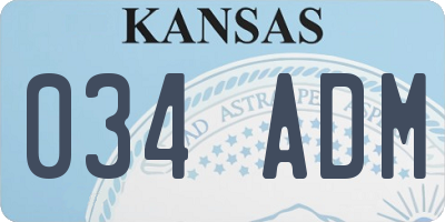 KS license plate 034ADM