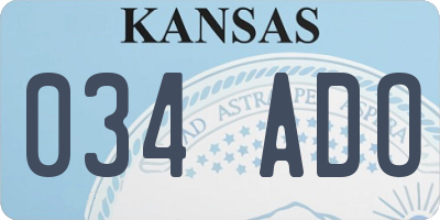 KS license plate 034ADO