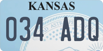 KS license plate 034ADQ