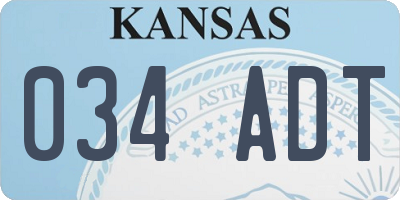 KS license plate 034ADT
