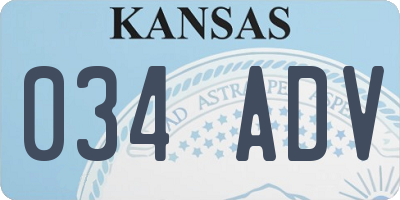 KS license plate 034ADV