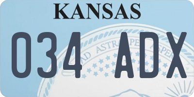KS license plate 034ADX