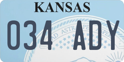 KS license plate 034ADY