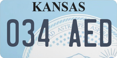 KS license plate 034AED
