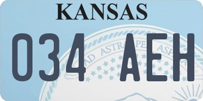 KS license plate 034AEH