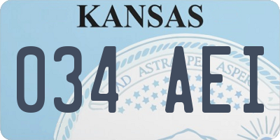 KS license plate 034AEI