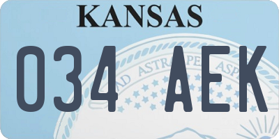 KS license plate 034AEK