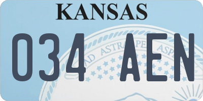 KS license plate 034AEN