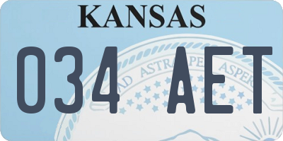 KS license plate 034AET