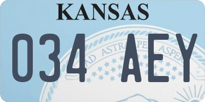 KS license plate 034AEY