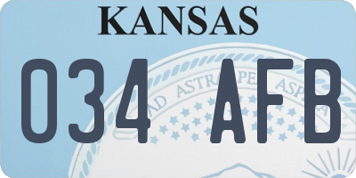 KS license plate 034AFB